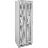 Casiers Clean Line, Bloc de 2, 24" x 15" x 76", Acier, Gris, Rivet (assembl&eacute;), Perfor&eacute; Mukwa Safety Services