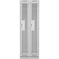 Casiers Clean Line, Bloc de 2, 24" x 15" x 76", Acier, Gris, Rivet (assembl&eacute;), Perfor&eacute; Mukwa Safety Services