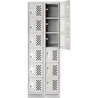 Assembled Lockerettes Clean Line Perforated Economy Lockers, 6 -tier, Bank of 2, 18" x 72" x 12", Steel Mukwa Safety Services