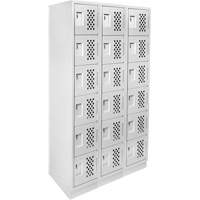 Clean-Line Perforated Lockerette, 6 -tier, Bank of 3, 12" x 72" x 12", Steel Mukwa Safety Services