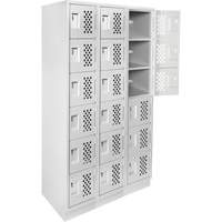 Clean-Line Perforated Lockerette, 6 -tier, Bank of 3, 12" x 72" x 12", Steel Mukwa Safety Services