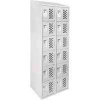 Clean-Line Perforated Lockerette, 6 -tier, Bank of 2, 15" x 72" x 12", Steel Mukwa Safety Services