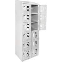 Clean-Line Perforated Lockerette, 6 -tier, Bank of 2, 15" x 72" x 12", Steel Mukwa Safety Services