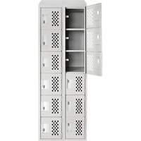 Clean-Line Perforated Lockerette, 6 -tier, Bank of 2, 15" x 72" x 12", Steel Mukwa Safety Services