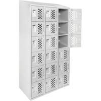 Clean-Line Perforated Lockerette, 6 -tier, Bank of 3, 15" x 72" x 12", Steel Mukwa Safety Services