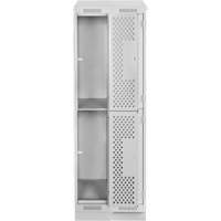 Clean Line Lockers, 2 -tier, Bank of 2, 24" x 12" x 82", Steel, Grey, Rivet (Assembled), Perforated Mukwa Safety Services