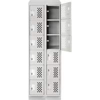 Clean-Line Perforated Lockerette, 6 -tier, Bank of 2, 12" x 72" x 12", Steel Mukwa Safety Services
