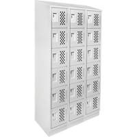 Assembled Lockerettes Clean Line Perforated Economy Lockers, 6 -tier, Bank of 3, 18" x 72" x 12", Steel Mukwa Safety Services