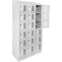 Assembled Lockerettes Clean Line Perforated Economy Lockers, 6 -tier, Bank of 3, 18" x 72" x 12", Steel Mukwa Safety Services