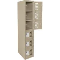 Clean-Line Perforated Lockerette, 6 -tier, 15" x 72" x 12", Steel Mukwa Safety Services