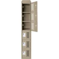 Clean-Line Perforated Lockerette, 6 -tier, 15" x 72" x 12", Steel Mukwa Safety Services