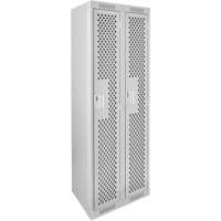 Clean Line Lockers, 2 -tier, 12" x 12" x 72", Steel, Grey, Rivet (Assembled), Perforated Mukwa Safety Services