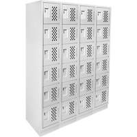 Assembled Clean Line Perforated Economy Lockers, 6 -tier, Bank of 4, 18" x 72" x 12", Steel Mukwa Safety Services