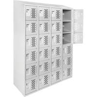 Assembled Clean Line Perforated Economy Lockers, 6 -tier, Bank of 4, 18" x 72" x 12", Steel Mukwa Safety Services