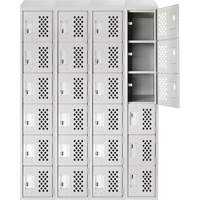 Assembled Clean Line Perforated Economy Lockers, 6 -tier, Bank of 4, 18" x 72" x 12", Steel Mukwa Safety Services