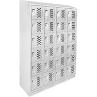 Assembled Clean Line Perforated Economy Lockers, 6 -tier, Bank of 4, 18" x 72" x 12", Steel Mukwa Safety Services