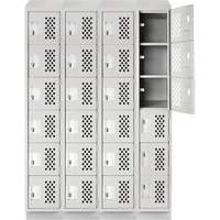 Assembled Clean Line Perforated Economy Lockers, 6 -tier, Bank of 4, 18" x 72" x 12", Steel Mukwa Safety Services