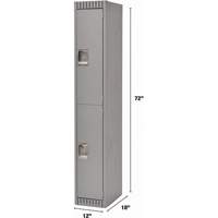 Lockers, 2 -tier, 12" x 18" x 72", Steel, Grey, Knocked Down Mukwa Safety Services