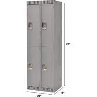 Casiers, 2 niveaux, Bloc de 2, 24" x 18" x 72", Acier, Gris, D&eacute;mont&eacute; Mukwa Safety Services