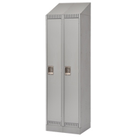 Lockers, Bank of 2, 24" x 18" x 86", Steel, Grey, Knocked Down Mukwa Safety Services