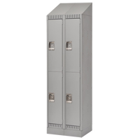 Casiers, 2 niveaux, Bloc de 2, 24" x 18" x 86", Acier, Gris, D&eacute;mont&eacute; Mukwa Safety Services