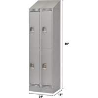 Casiers, 2 niveaux, Bloc de 2, 24" x 18" x 86", Acier, Gris, D&eacute;mont&eacute; Mukwa Safety Services