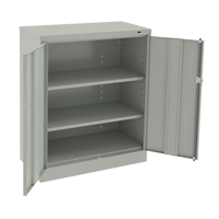 Counter High Cabinet, Steel, 2 Shelves, 42" H x 36" W x 18" D, Light Grey Mukwa Safety Services