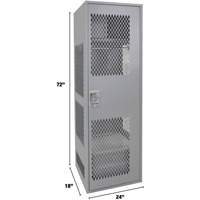 Gear Locker with Door, Steel, 24" W x 18" D x 72" H, Grey Mukwa Safety Services