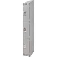 Lockers, 3 -tier, 12" x 18" x 82", Steel, Grey, Knocked Down Mukwa Safety Services