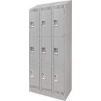 Casiers, 3 niveaux, Bloc de 3, 36" x 18" x 86", Acier, Gris, D&eacute;mont&eacute; Mukwa Safety Services