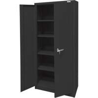Storage Cabinet, Steel, 4 Shelves, 66" H x 30" W x 15" D, Black Mukwa Safety Services