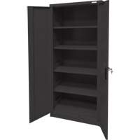 Storage Cabinet, Steel, 4 Shelves, 66" H x 30" W x 15" D, Black Mukwa Safety Services
