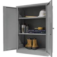 Counter-High Storage Cabinet, Steel, 2 Shelves, 42" H x 48" W x 24" D, Grey Mukwa Safety Services