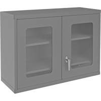 Armoire de rangement murale avec portes transparentes, 26-15/16" h x 35-7/8" la x 13-11/16" p, 2 tablettes, Acier, Gris Mukwa Safety Services
