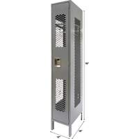 Vented Lockers, 12" x 18" x 78", Steel, Grey, Knocked Down, Perforated Mukwa Safety Services