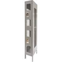 Vented Lockers, 2 -tier, 12" x 18" x 78", Steel, Grey, Knocked Down, Perforated Mukwa Safety Services