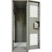 Vented Lockers, 2 -tier, Bank of 3, 36" x 18" x 88", Steel, Grey, Knocked Down, Perforated Mukwa Safety Services