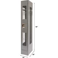 Vented Lockers, 12" x 18" x 78", Steel, Grey, Knocked Down, Perforated Mukwa Safety Services