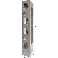 Vented Lockers, 2 -tier, 12" x 18" x 78", Steel, Grey, Knocked Down, Perforated Mukwa Safety Services