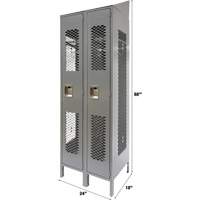 Vented Lockers, Bank of 2, 24" x 18" x 88", Steel, Grey, Knocked Down, Perforated Mukwa Safety Services