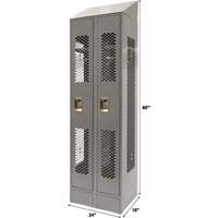 Vented Lockers, Bank of 2, 24" x 18" x 88", Steel, Grey, Knocked Down, Perforated Mukwa Safety Services