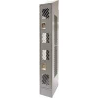 Vented Lockers, 2 -tier, 12" x 18" x 88", Steel, Grey, Knocked Down, Perforated Mukwa Safety Services