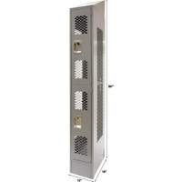 Vented Lockers, 2 -tier, 12" x 18" x 88", Steel, Grey, Knocked Down, Perforated Mukwa Safety Services
