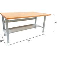 Industrial Modular Workbench, 1000 lbs. Cap., 72" W x 48" D Mukwa Safety Services