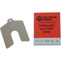 Slotted Shim Assortments, 2" L x 0.001"- 0.125" Thickness, 2" W, Stainless Steel Mukwa Safety Services