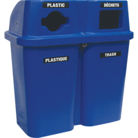 Contenants de recyclage Bullseye, Bord de rue, Plastique, 2 x 22 gal. US Mukwa Safety Services