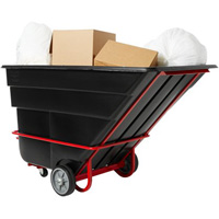 Chariot basculeur en acier, Plastique recycl&eacute; noir, 1/2 vg³, Capacit&eacute; de charge de 1400 lb Mukwa Safety Services