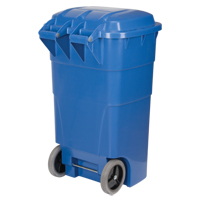 Roll Out Recycling Bin, Curbside, Polyethylene, 65 US gal. Mukwa Safety Services
