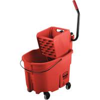 Ensemble de seau pour vadrouille et essoreuse WaveBrake, Pression lat&eacute;rale, 8,75 gal. US (35 pintes), Rouge Mukwa Safety Services