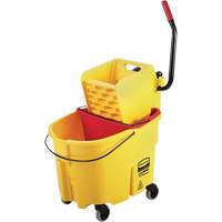 Ensemble de seau pour vadrouille et essoreuse WaveBrake, Pression lat&eacute;rale, 8,75 gal. US (35 pintes), Jaune Mukwa Safety Services
